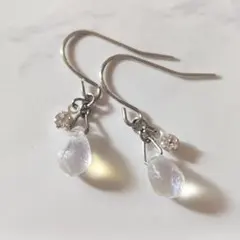 No.455 ドロップビーズとラインストーンのピアス ハンドメイド