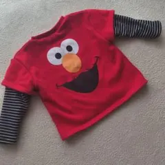 エルモ刺繍 赤 長袖カットソー