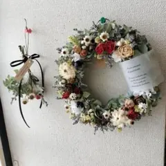 小花いっぱい春色リース　直径約20cm