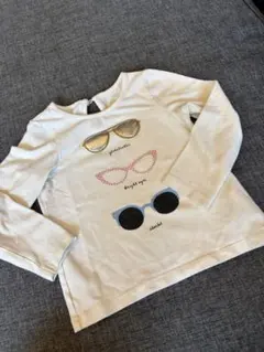 サングラスプリント 長袖カットソー ホワイト