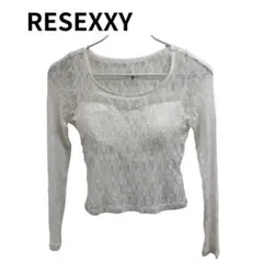 RESEXXY ホワイト レース 長袖 クロップド 透け感あり かわいい