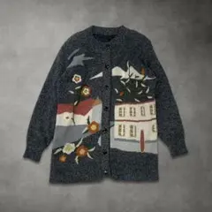 花柄 刺繍 カーディガン レディース 長袖（グレー M〜L）