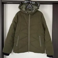 男の子のオリーブ キルティングジャケット フード付き