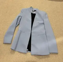 ZARA ライトブルー ノーカラージャケット M〜L 肩パッド