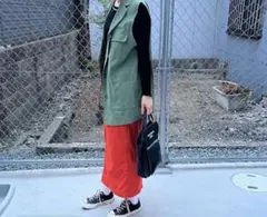 moussy オレンジナイロンスカート 膝下 マウジー L 2 Y2K ロングのサムネイル