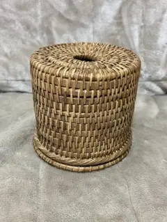 ヴィンテージ アタ 藤 ラタン 製　ペーパーホルダー ティッシュケース 小物入れ
