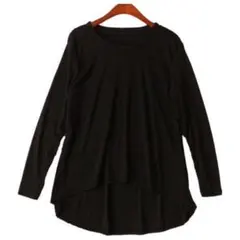 【新品】無地 長袖カットソー Aラインカットソー チュニック 長袖Tシャツ