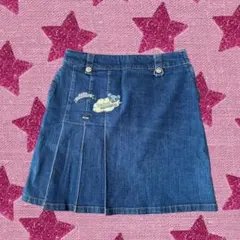 y2k 平成ギャル 女児 ポンポネット プリーツ デニム ミニスカ ミントくん