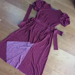 ZARA ドット柄 パフスリーブ　さらりポリエステル　ロング　半袖ワンピース