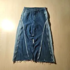 【希少レア】2way バギー ジッパー ワイド デニムパンツ 青 フレア