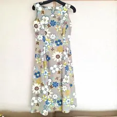 ハナエモリ　ALMA EN ROSE　花柄ノースリーブひざ丈ワンピース　38