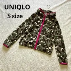 UNIQLO ユニクロ 迷彩柄 フリースパーカー カモフラ ピンク レディースS