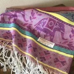 カシミア100% パシュミナ 象柄　マルチカラー　ストール　アジアン　マフラー