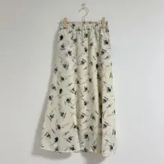花柄 ロング フレア スカート ゴムウエスト