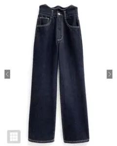 ウエストウェーブデザインデニムパンツ L gn290