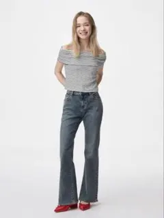 GU ジーユー スリムフレアジーンズ ブルー XL