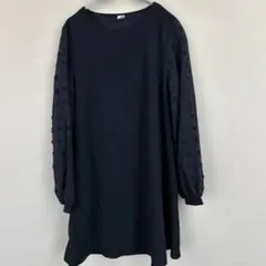 ブラック シースルー長袖ワンピース XSサイズ水玉　美品　カジュアル