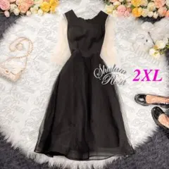 【即日発送】大きいサイズ♡結婚式♡ロングワンピースドレス♡黒♡パール♡2XL