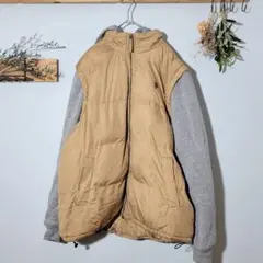 中綿ジャケット【L】ベージュ グレー ベスト 仕事着 釣り アウトドア アウター
