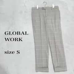GLOBAL WORK チェック柄 ベージュスラックス S