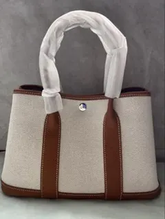 トートバッグ　本革　キャンバス地　３０㎝　キャメル　新品