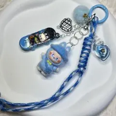 【人気】ピクニックラブブビーズストラップ　キーホルダー　スマホ　フィギュア