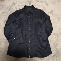 【美品】ユニクロ　プレミアムリネンシャツ　ブラック　ピンタック　L