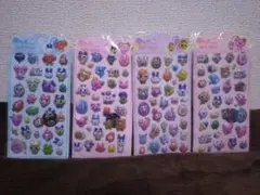 たまごっち風 立体ステッカー 4種 まとめ売り ぷっくりシール セット
