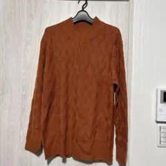新品オレンジ ハーフジッパーニット M