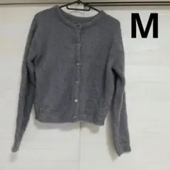 秋冬 レディース ニット グレー カーディガン モコモコ 長袖 Mぐらい