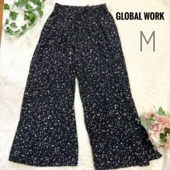 美品　グローバルワーク 総柄ワイドパンツ M ウエストゴム 楽ちん　春服