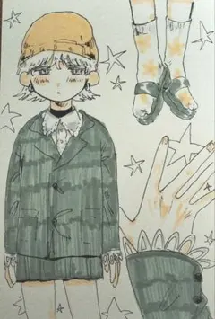 手描きイラスト　アナログイラスト　オリジナル　ポストカード