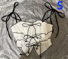 SHEIN フリルデザインリボンキャミソール ホワイト Sサイズ