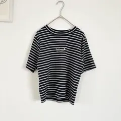 コンバース　半袖　リブボーダーTシャツ　刺繍ロゴ　カジュアル　ショート丈のサムネイル