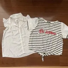 repipi armario フリル袖ストライプシャツ XS イング　ボーダー