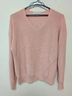 COMFO-STRAIN Vネックニットピンク L