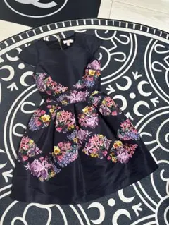 TED BAKER ひざ丈ワンピース フラワープリント ダークグレー 2 M