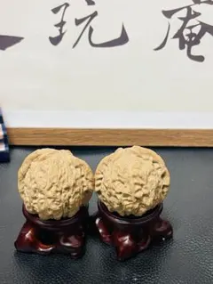 美品】遊びクルミ文玩胡桃・苹果園アップルエン39mm・経年変化・天然