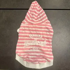 mandarinBrothers フード付き犬服 ピンクと白のストライプのサムネイル