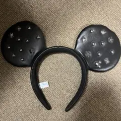 ディズニー カチューシャ 黒 スタッズ ミッキー 男女兼用 被り物