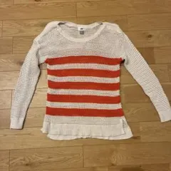 値下げ中 OLD NAVY オレンジ ホワイト ストライプ ニット セーター 白