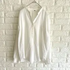 ユニクロ/ブラウス/スキッパー/入学式/とろみ素材/長袖/M/ホワイト