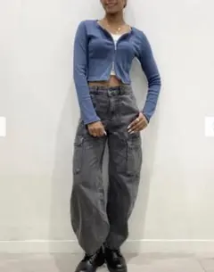 【匿名配送】GU バレルレッグカーゴジーンズ　XL