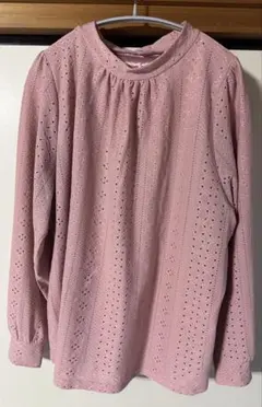 Topvalue collection レディース　長袖　透かしブラウス　ピンク