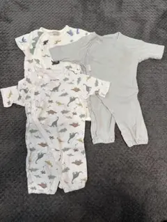 petit main恐竜柄2WAYオール、肌着2点