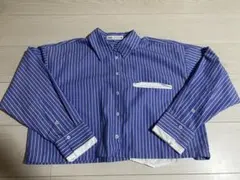 ZARA クロップド丈 ストライプシャツ S
