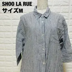 SHOO LA RUE ストライプシャツワンピース 7分袖 ゆったり【566】