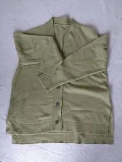 オリーブグリーン 長袖カーディガン L