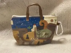 【新品・未使用】カルディ伝説柄カラナビ付き　ミニバッグ