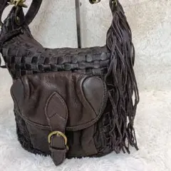 希少 y2k 00s JAS m.b イントレチャート風レザーショルダーバッグ 